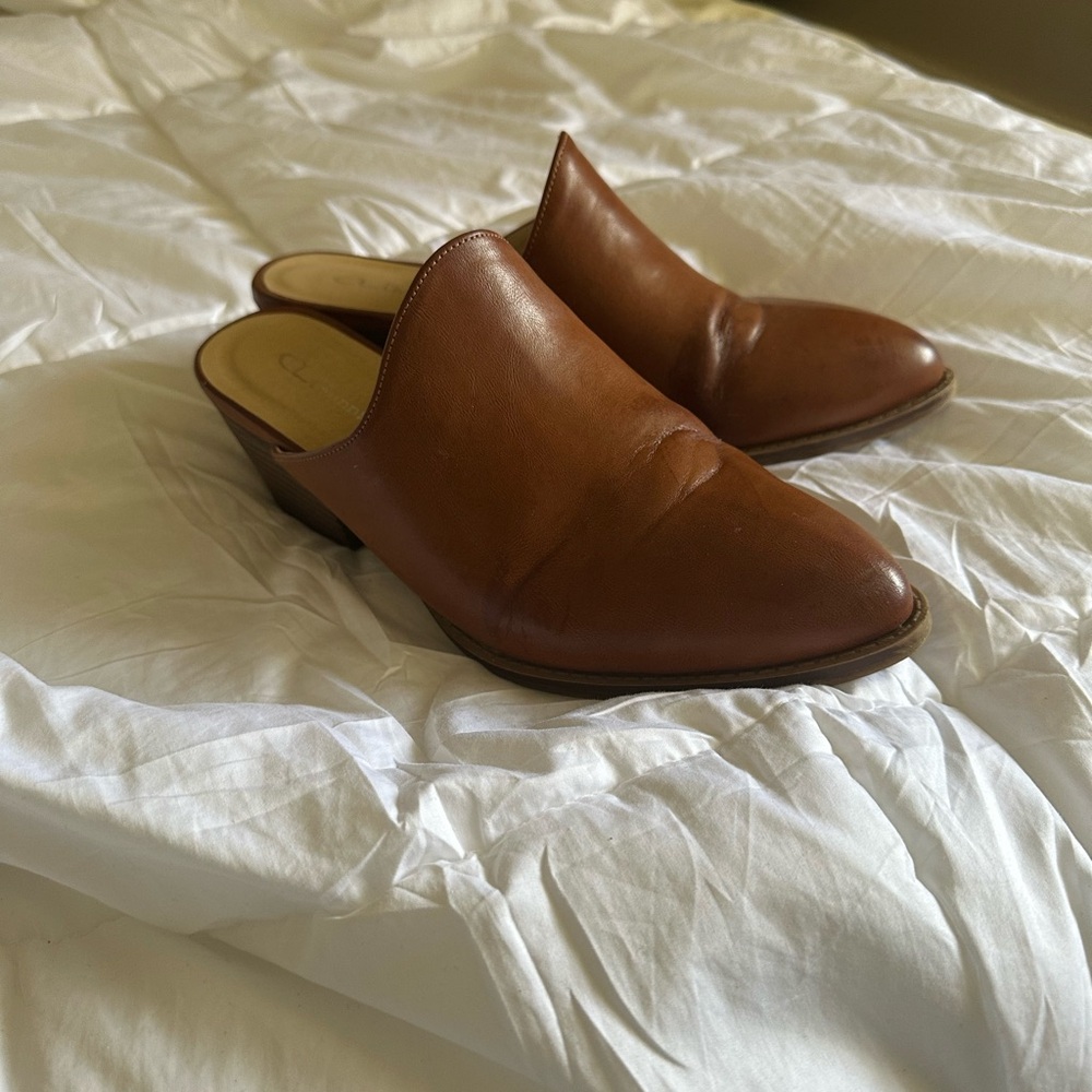 Women's Brown Leather Mules